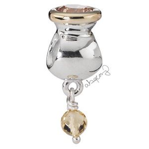 EUC Pandora 790391CCZ Silver & 14k Gold Buttercup Dangle  w/ Champagne CZ - RARE